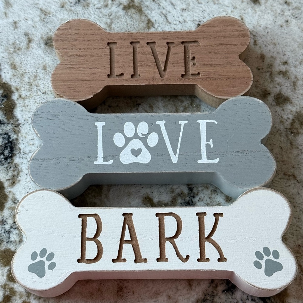 Dog Bone Decor Set - Brown, Gray, and White